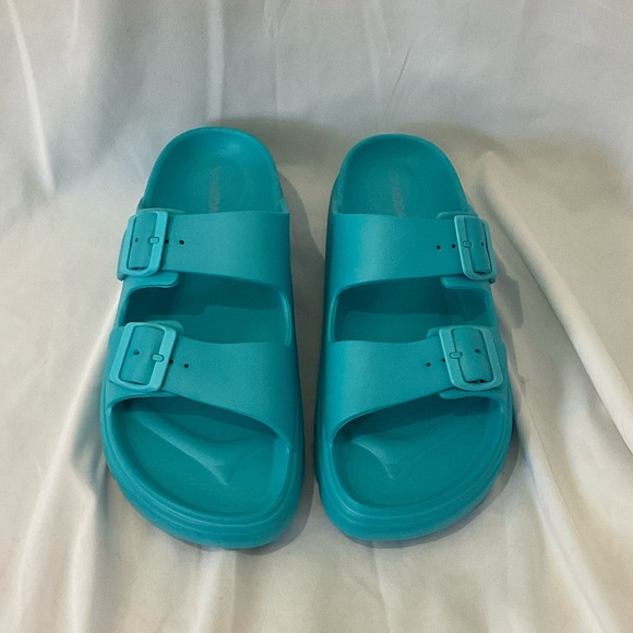 TOP Moda Shoes - Top Moda, Women’s Turquoise Open Toe Slide Sandals Size  10 NWOT